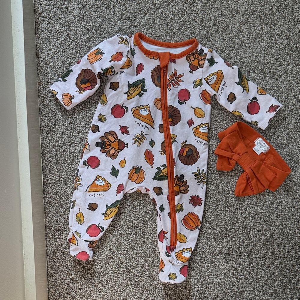 Mudpie thanksgiving outfit with bow